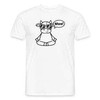 Yoga Cow Meditation Moo Comic Vector - Men's T-Shirt - white - Front - AI Model Male 178 dark (178cm)