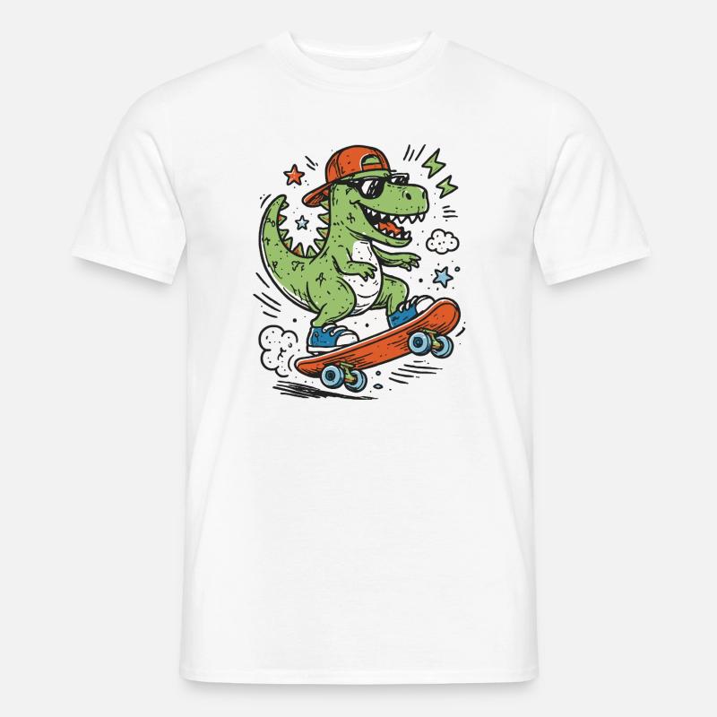 Krokodil auf Skateboard mit Cap - Männer T-Shirt - Weiß