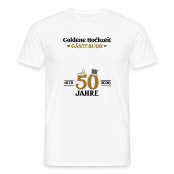 Golden Wedding Anniversary 2026 50th Wedding Anniversary Guestbook - Men's T-Shirt - white - Front - AI Model Male 178 dark (178cm)