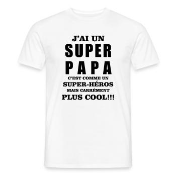 Super papa - T-shirt homme - blanc - Devant - AI Model Male 178 dark (178cm)