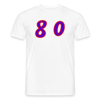 80. 80 YEARS. 80th ANNIVERSARY. 80 YEARS ANNIVERSARY. - Men's T-Shirt - white - Front - AI Model Male 178 dark (178cm)