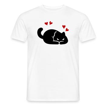 Katze Herz Liebe - Männer T-Shirt - Weiß - Vorne - AI Model Male 178 dark (178cm)