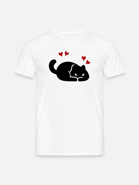 Katze Herz Liebe - Männer T-Shirt - Weiß