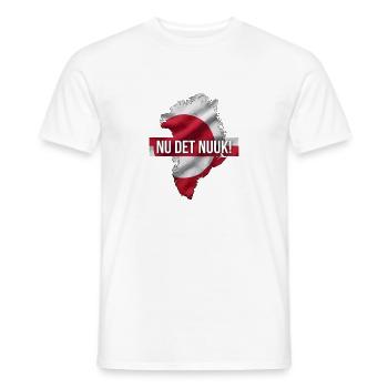 Greenland Map Flag Nuuk Capital Slogan Design - Men's T-Shirt - white - Front - AI Model Male 178 dark (178cm)