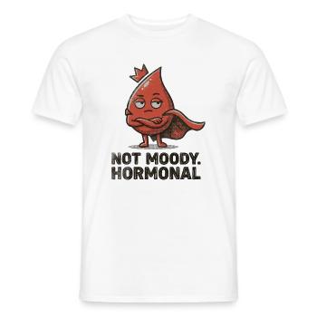 Not Moody Hormonal – Funny Period Statement - Men's T-Shirt - white - Front - AI Model Male 178 dark (178cm)