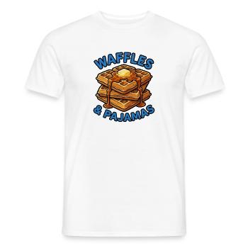 Waffles and pajamas love breakfast waffles - Men's T-Shirt - white - Front - AI Model Male 178 dark (178cm)