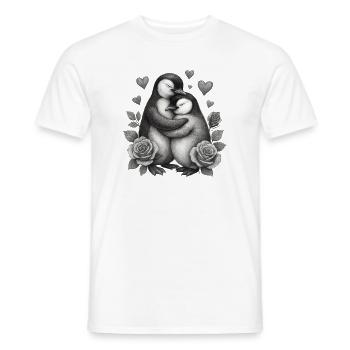 Umarmende Pinguine mit Rosen - Männer T-Shirt - Weiß - Vorne - AI Model Male 178 dark (178cm)