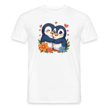 Duo amoureux des pingouins câlins - T-shirt homme - blanc - Devant - AI Model Male 178 dark (178cm)