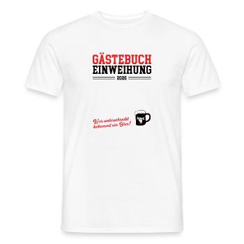 Gästebuch Einweihung 2026 Neue Wohnung Geschäft - Männer T-Shirt - Weiß - Vorne - AI Model Male 178 dark (178cm)