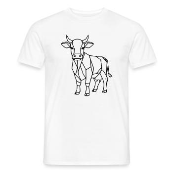 Contour géométrique de vache low poly - T-shirt homme - blanc - Devant - AI Model Male 178 dark (178cm)