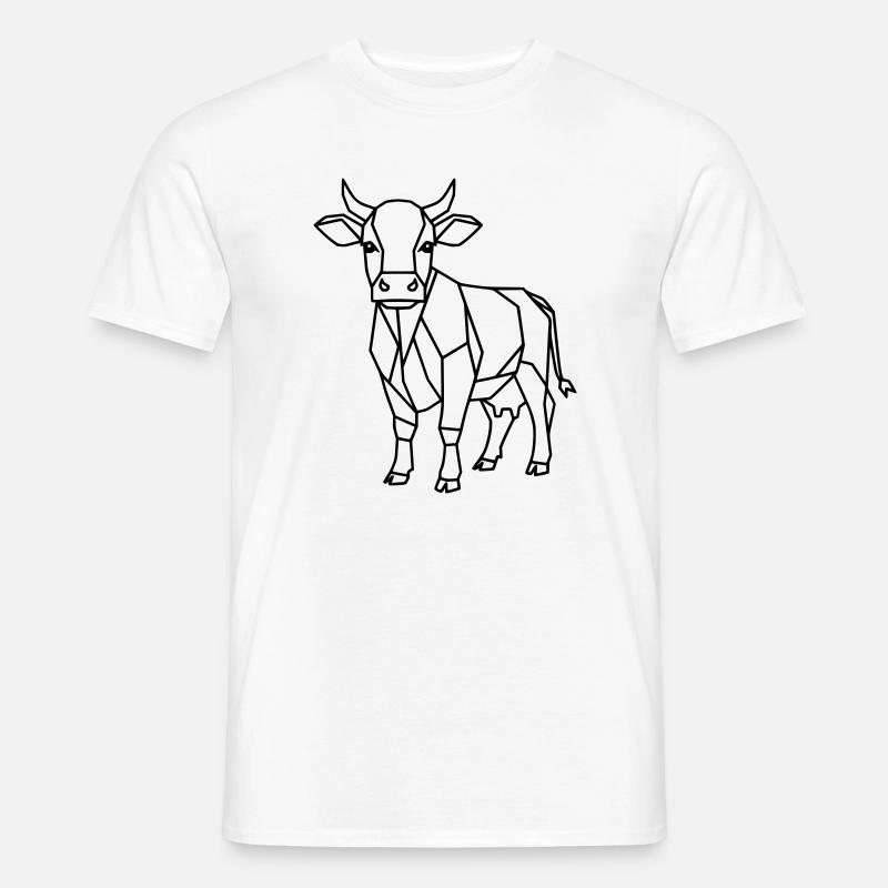 Geometrische Kuh Low Poly Outline - Männer T-Shirt - Weiß