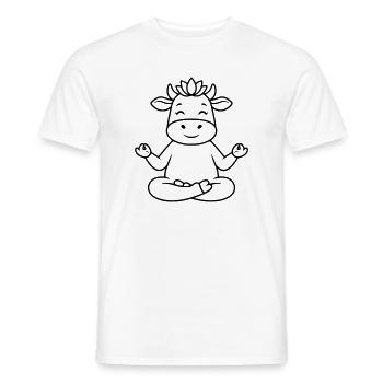 Yoga Cow Meditation Namasté Plan - T-shirt homme - blanc - Devant - AI Model Male 178 dark (178cm)