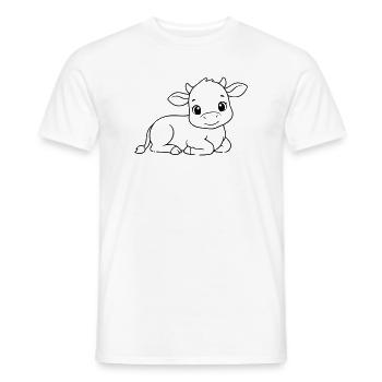 Silhouette du bébé vache veau allongée - T-shirt homme - blanc - Devant - AI Model Male 178 dark (178cm)