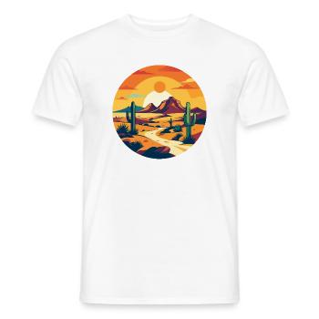 Wüstenpfad Sonnenuntergang Wüstenlandschaft Motiv - Männer T-Shirt - Weiß - Vorne - AI Model Male 178 dark (178cm)