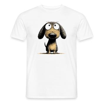 Googly Eyes Dachshund Dog Cartoon Art - Men's T-Shirt - white - Front - AI Model Male 178 dark (178cm)