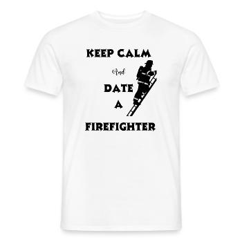 Firefighter humor date - Men's T-Shirt - white - Front - AI Model Male 178 dark (178cm)