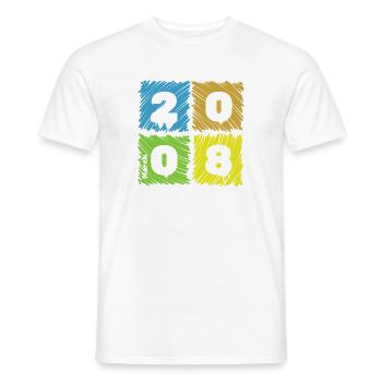 18. Geburtstag Farbige Patches since 03/2008 - Men's T-Shirt - white - Front - AI Model Male 178 dark (178cm)