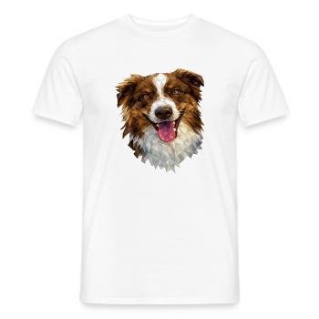 Australian Shepherd – Geometric Dog Art Design - Men's T-Shirt - white - Front - AI Model Male 178 dark (178cm)