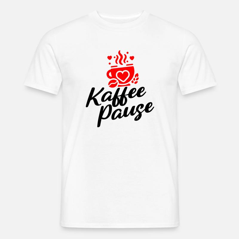 Kaffee Pause - Kaffeebecher mit Herzmotiv - Männer T-Shirt - Weiß