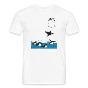 Penguin Jump Into The Water Pocket Design - Men's T-Shirt - white - Front - AI Model Male 178 dark (178cm)