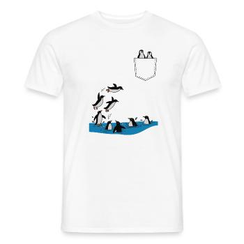 Penguin Jump Into The Water Pocket Design - Men's T-Shirt - white - Front - AI Model Male 178 dark (178cm)