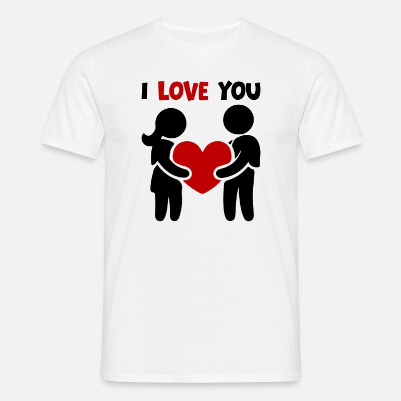 Jeg elsker dig - Par i forelsket hjerte - T-shirt til herrer - hvid