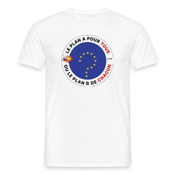 Europe_le_plan_A_pour_tous - T-shirt homme - blanc - Devant - AI Model Male 178 dark (178cm)
