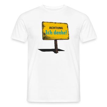 Attention I think sign - Men's T-Shirt - white - Front - AI Model Male 178 dark (178cm)