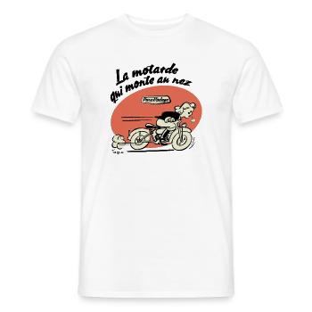 The biker who goes up to the nose - Men's T-Shirt - white - Front - AI Model Male 178 dark (178cm)
