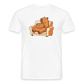 Pizza Capybara sur le canapé - T-shirt homme - blanc - Devant - AI Model Male 178 dark (178cm)