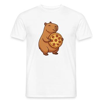 Capybara avec pizza - T-shirt homme - blanc - Devant - AI Model Male 178 dark (178cm)