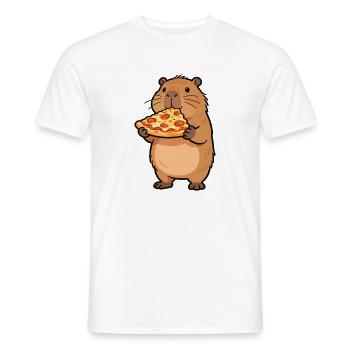 Pizza Hamster Motif - T-shirt homme - blanc - Devant - AI Model Male 178 dark (178cm)