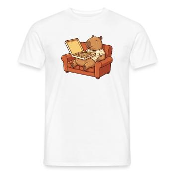 Capybara Sofa Pizza gemütliches Tierdesign - Männer T-Shirt - Weiß - Vorne - AI Model Male 178 dark (178cm)