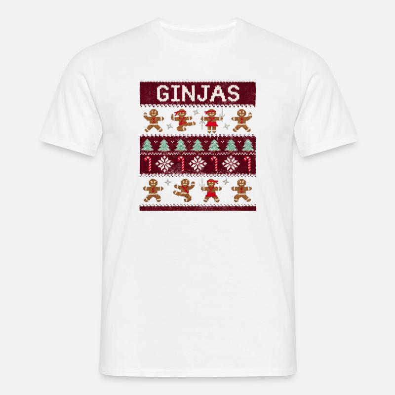 Ginjas Lebkuchen-Weihnachtspullover - Männer T-Shirt - Weiß