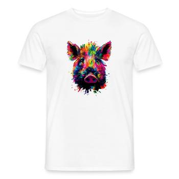 Wild boar Wild boar Wild boar Pig Hunter - Men's T-Shirt - white - Front - AI Model Male 178 dark (178cm)