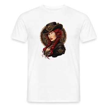 Steam Punk Beautiful Women Steampunk - Men's T-Shirt - white - Front - AI Model Male 178 dark (178cm)