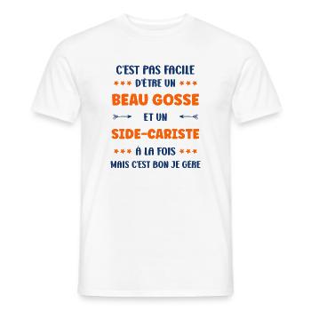 Beau gosse et sidecariste à la fois - T-shirt homme - blanc - Devant - AI Model Male 178 dark (178cm)