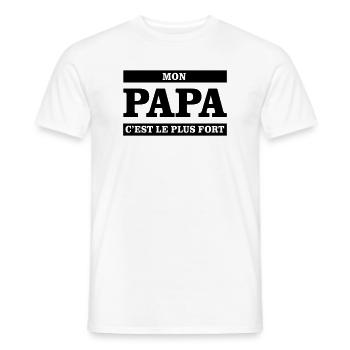 Mon papa c'est le plus fort  - T-shirt homme - blanc - Devant - AI Model Male 178 dark (178cm)