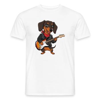 RockerDackel mit EGitarre - Männer T-Shirt - Weiß - Vorne - AI Model Male 178 dark (178cm)