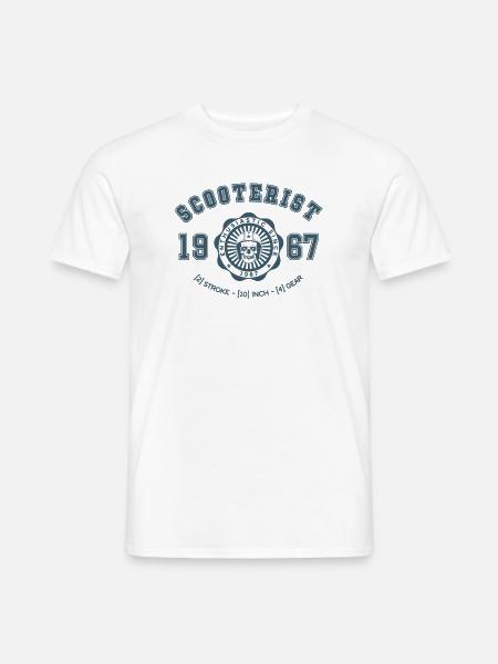 Calavera de Scooterist Vintage - Camiseta hombre - blanco