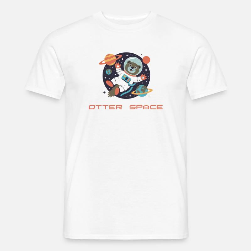 Otter im Weltraum Retro Comic  - Männer T-Shirt - Weiß