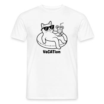 Vacances pour chat au bord de la piscine VaCATtion - T-shirt homme - blanc - Devant - AI Model Male 178 dark (178cm)