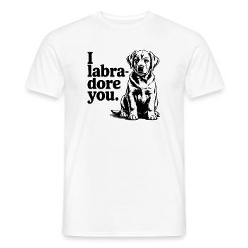 Labrador « I Labra-dore You » adore les chiens - T-shirt homme - blanc - Devant - AI Model Male 178 dark (178cm)