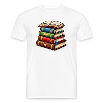 Bücherstapel Buch - Männer T-Shirt - Weiß - Vorne - AI Model Male 178 dark (178cm)