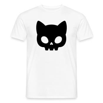 Cat Skull Silhouette | Cute Gothic Mask - Men's T-Shirt - white - Front - AI Model Male 178 dark (178cm)