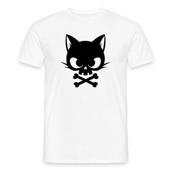 Crâne de chat avec os | Icône gothique mignonne - T-shirt homme - blanc - Devant - AI Model Male 178 dark (178cm)
