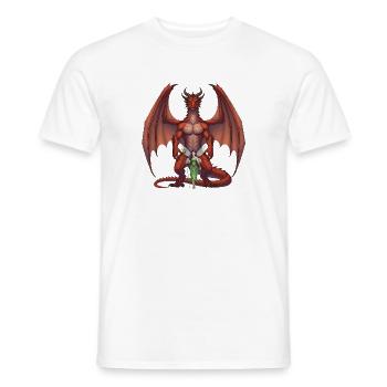 Crimson Dragon and Forest Fairy - Men's T-Shirt - white - Front - AI Model Male 178 dark (178cm)