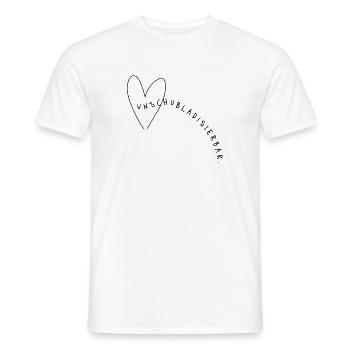 Late but great – Minimalist saying with humor - Men's T-Shirt - white - Front - AI Model Male 178 dark (178cm)