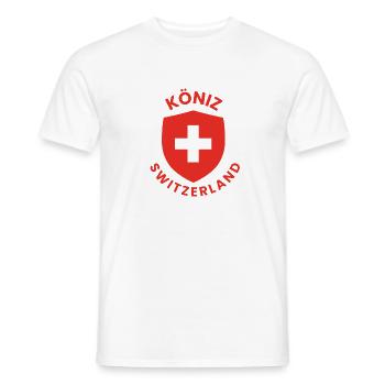 Köniz Switzerland Shield Emblem - Men's T-Shirt - white - Front - AI Model Male 178 dark (178cm)