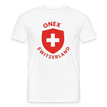 Swiss shield with white cross - Men's T-Shirt - white - Front - AI Model Male 178 dark (178cm)